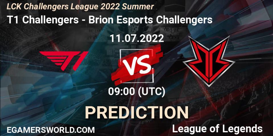 T1 Challengers vs Brion Esports Challengers: Match Prediction. 14.07.2022 at 06:00, LoL, LCK Challengers League 2022 Summer