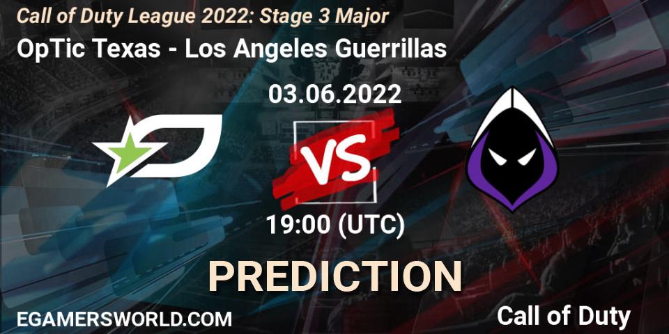 OpTic Texas vs Los Angeles Guerrillas: Match Prediction. 03.06.2022 at 19:00, Call of Duty, Call of Duty League 2022: Stage 3 Major