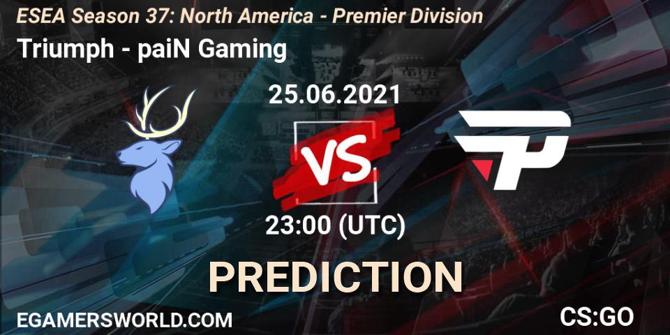 Triumph vs paiN Gaming: Match Prediction. 25.06.2021 at 23:00, Counter-Strike (CS2), ESEA Season 37: North America - Premier Division