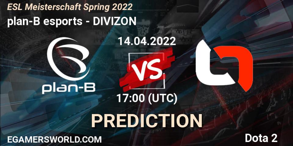 plan-B esports vs DIVIZON: Match Prediction. 14.04.2022 at 17:00, Dota 2, ESL Meisterschaft Spring 2022