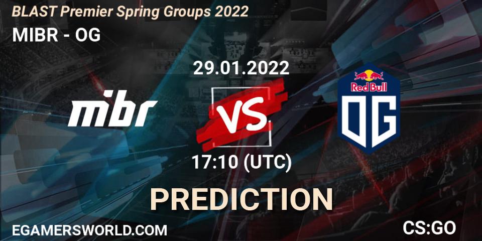 MIBR vs OG: Match Prediction. 29.01.2022 at 17:10, Counter-Strike (CS2), BLAST Premier Spring Groups 2022