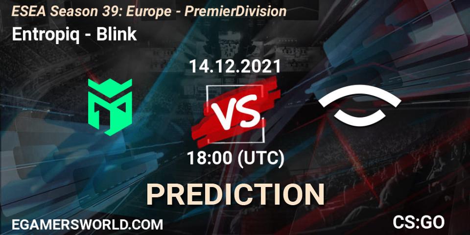 Entropiq vs Blink: Match Prediction. 14.12.21, CS2 (CS:GO), ESEA Season 39: Europe - Premier Division