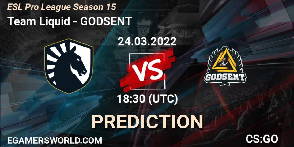 Team Liquid vs GODSENT: Match Prediction. 24.03.2022 at 18:30, Counter-Strike (CS2), ESL Pro League Season 15