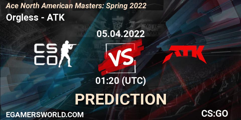 Orgless vs ATK: Match Prediction. 05.04.2022 at 01:20, Counter-Strike (CS2), Ace North American Masters: Spring 2022