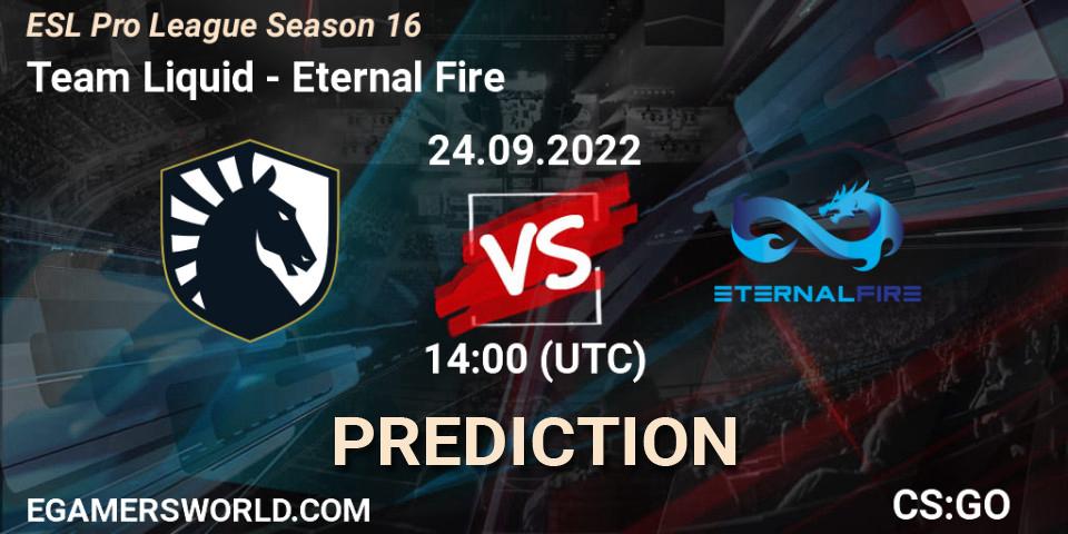 Team Liquid vs Eternal Fire: Match Prediction. 24.09.22, CS2 (CS:GO), ESL Pro League Season 16