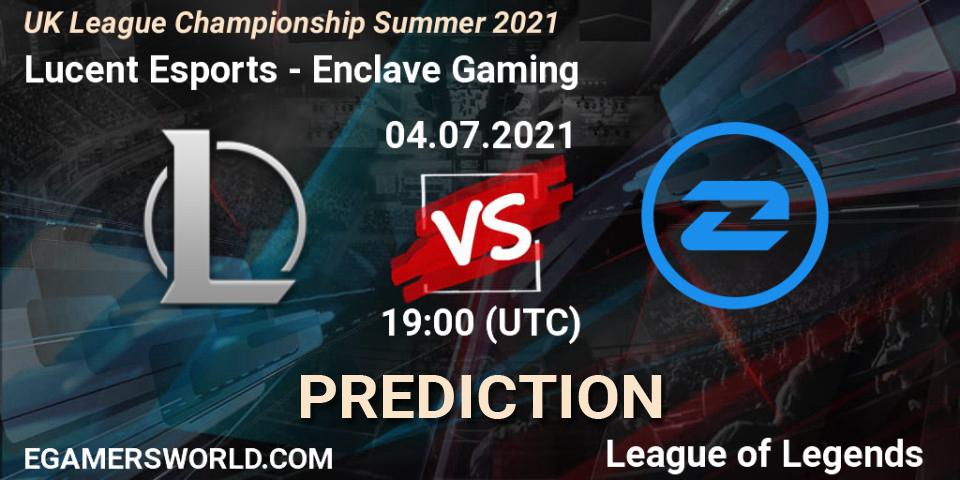Lucent Esports vs Enclave Gaming: Match Prediction. 04.07.2021 at 19:00, LoL, UK League Championship Summer 2021