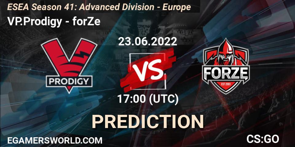 VP.Prodigy vs forZe: Match Prediction. 23.06.2022 at 17:05, Counter-Strike (CS2), ESEA Season 41: Advanced Division - Europe