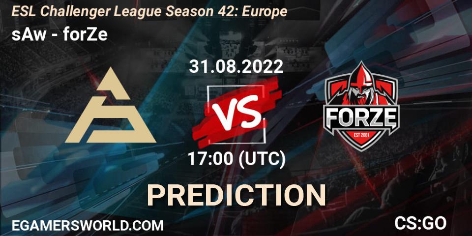 sAw vs forZe: Match Prediction. 31.08.2022 at 17:00, Counter-Strike (CS2), ESL Challenger League Season 42: Europe