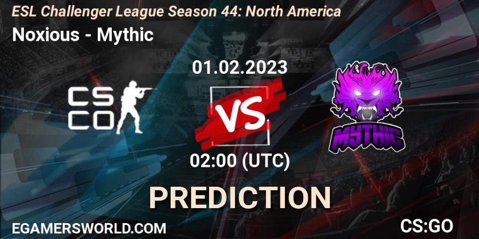 Noxious vs Mythic: Match Prediction. 01.02.23, CS2 (CS:GO), ESL Challenger League Season 44: North America