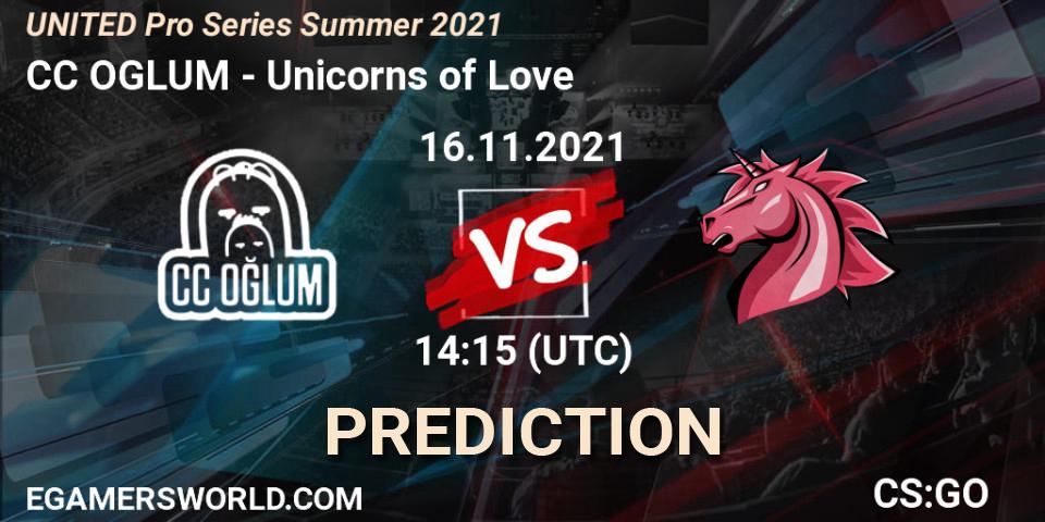 CC OGLUM vs Unicorns of Love: Match Prediction. 16.11.21, CS2 (CS:GO), UNITED Pro Series Summer 2021
