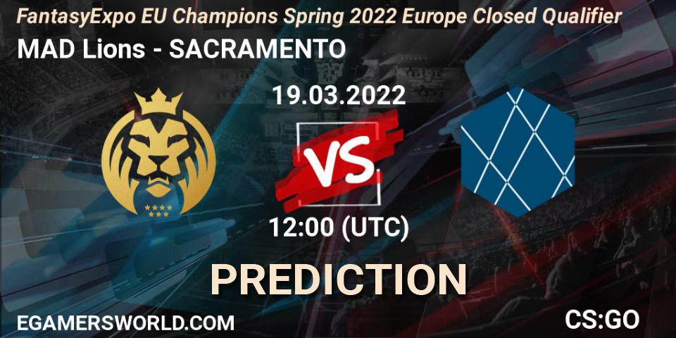 MAD Lions vs SACRAMENTO: Match Prediction. 19.03.2022 at 12:30, Counter-Strike (CS2), FantasyExpo EU Champions Spring 2022 Europe Closed Qualifier