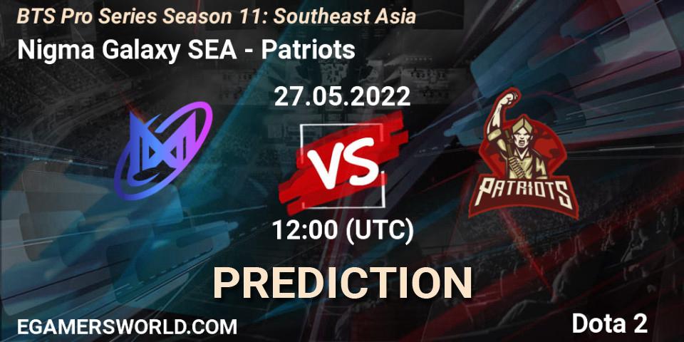 Nigma Galaxy SEA vs Patriots: Match Prediction. 30.05.2022 at 12:00, Dota 2, BTS Pro Series Season 11: Southeast Asia