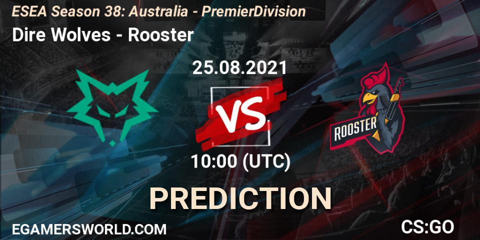Dire Wolves vs Rooster: Match Prediction. 25.08.2021 at 10:00, Counter-Strike (CS2), ESEA Season 38: Australia - Premier Division