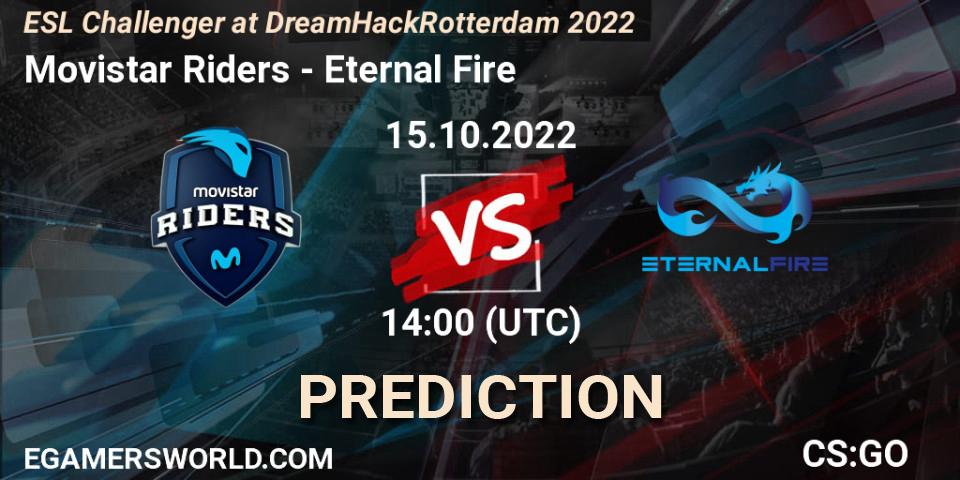 Movistar Riders vs Eternal Fire: Match Prediction. 15.10.22, CS2 (CS:GO), ESL Challenger at DreamHack Rotterdam 2022