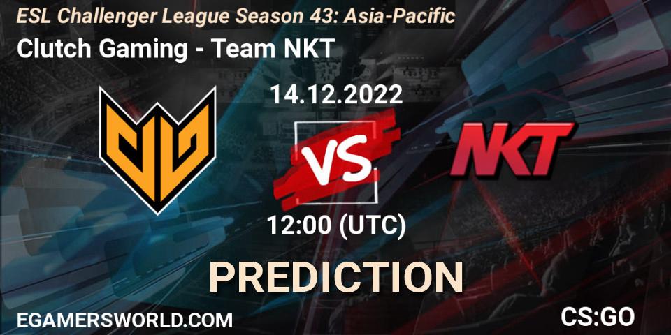 Clutch Gaming vs Team NKT: Match Prediction. 14.12.2022 at 12:00, Counter-Strike (CS2), ESL Challenger League Season 43: Asia-Pacific