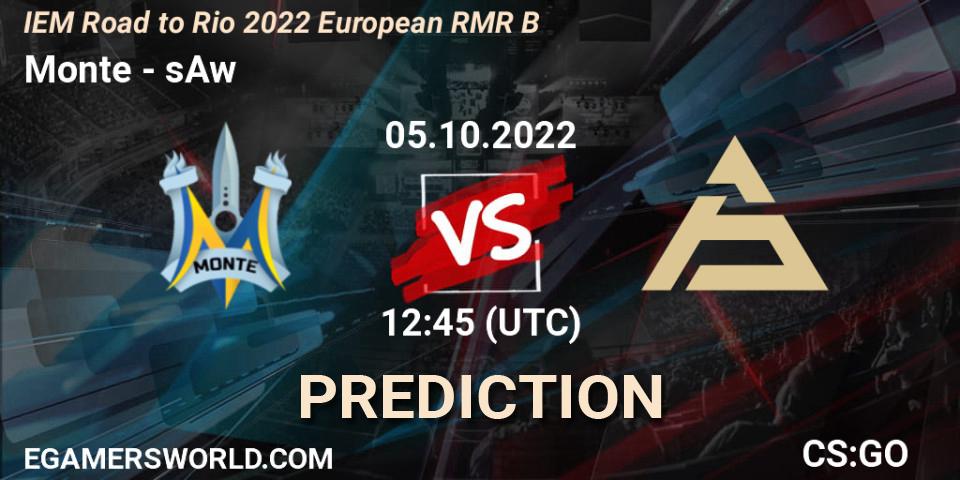 Monte vs sAw: Match Prediction. 05.10.22, CS2 (CS:GO), IEM Road to Rio 2022 European RMR B