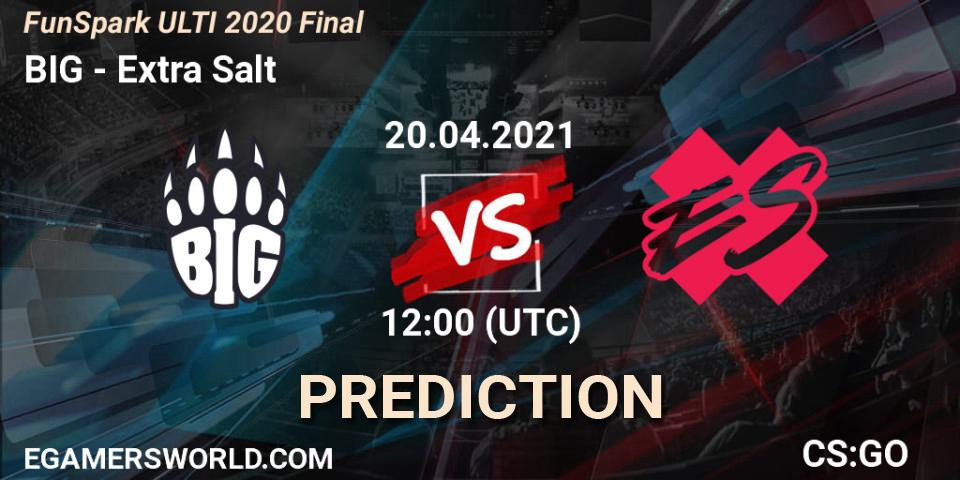 BIG vs Extra Salt: Match Prediction. 20.04.2021 at 12:00, Counter-Strike (CS2), Funspark ULTI 2020 Finals