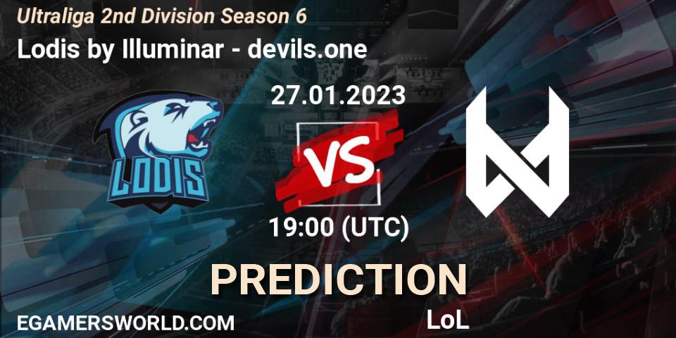 Lodis by Illuminar vs devils.one: Match Prediction. 27.01.2023 at 19:00, LoL, Ultraliga 2nd Division Season 6