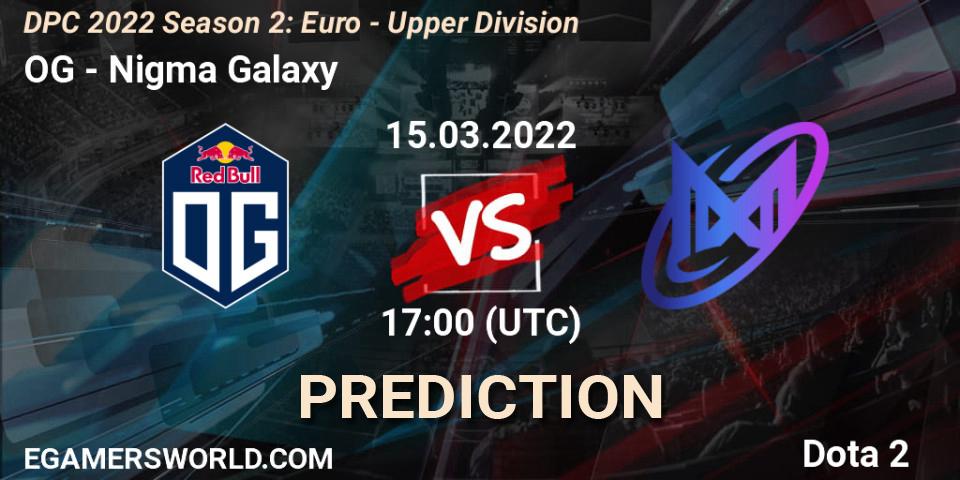 OG vs Nigma Galaxy: Match Prediction. 15.03.2022 at 16:56, Dota 2, DPC 2021/2022 Tour 2 (Season 2): WEU (Euro) Divison I (Upper) - DreamLeague Season 17