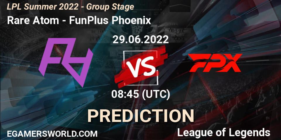 Rare Atom vs FunPlus Phoenix: Match Prediction. 29.06.22, LoL, LPL Summer 2022 - Group Stage