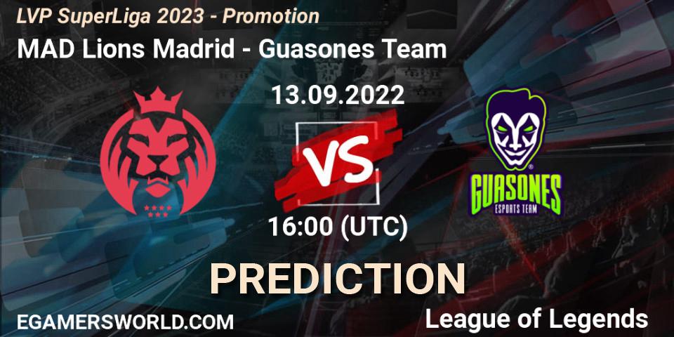 MAD Lions Madrid vs Guasones Team: Match Prediction. 13.09.22, LoL, LVP SuperLiga 2023 - Promotion