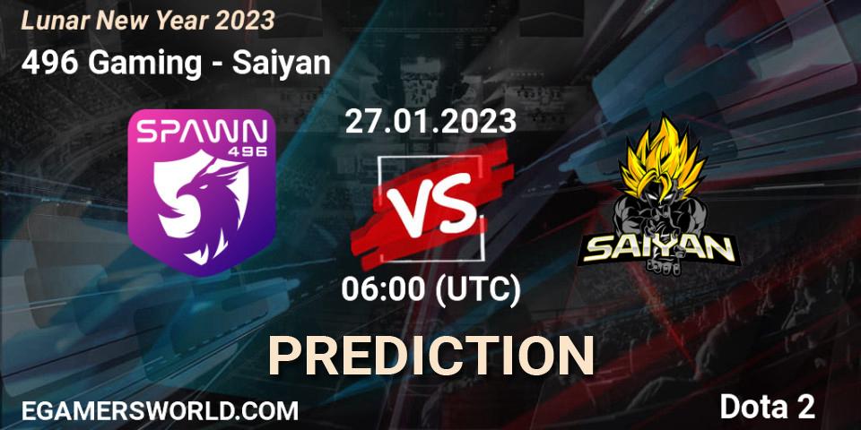 496 Gaming vs Saiyan: Match Prediction. 27.01.2023 at 06:00, Dota 2, Lunar New Year 2023