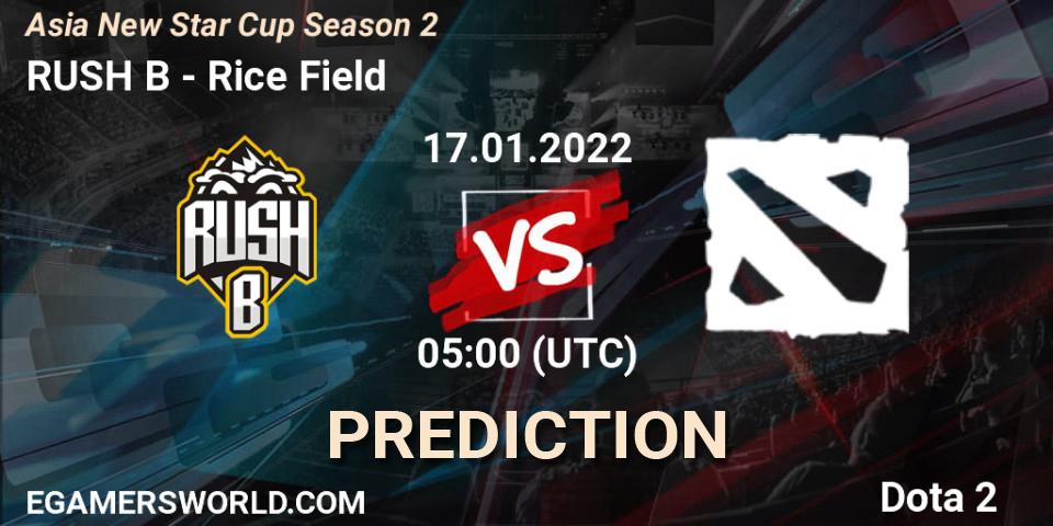RUSH B vs Rice Field: Match Prediction. 17.01.2022 at 11:02, Dota 2, Asia New Star Cup Season 2