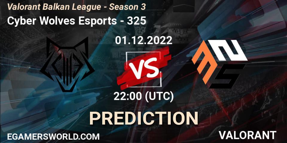 Cyber Wolves Esports vs 325: Match Prediction. 01.12.22, VALORANT, Valorant Balkan League - Season 3