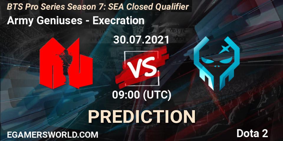 Army Geniuses vs Execration: Match Prediction. 30.07.2021 at 08:16, Dota 2, BTS Pro Series Season 7: SEA Closed Qualifier