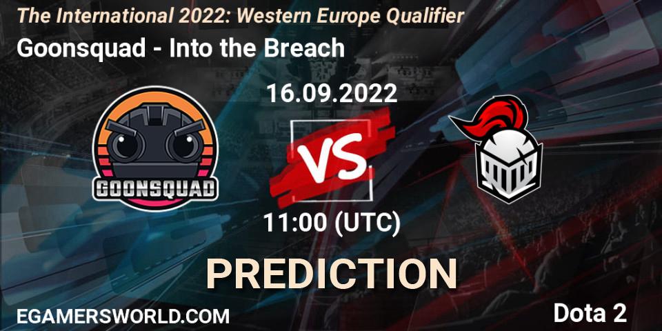 Goonsquad vs Into the Breach: Match Prediction. 16.09.2022 at 12:02, Dota 2, The International 2022: Western Europe Qualifier