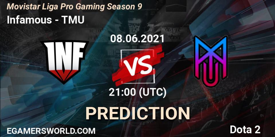 Infamous vs TMU: Match Prediction. 09.06.2021 at 00:14, Dota 2, Movistar Liga Pro Gaming Season 9