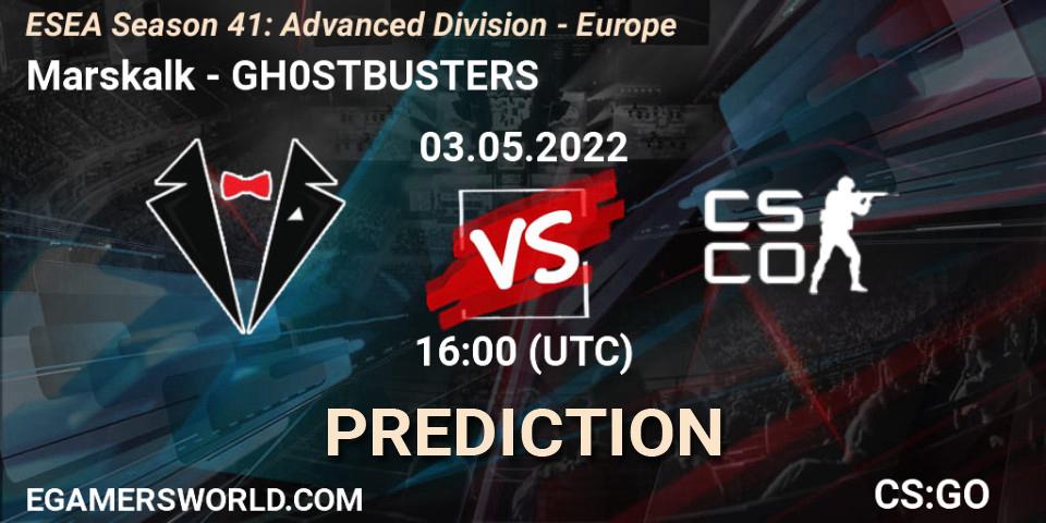 Marskalk vs GH0STBUSTERS: Match Prediction. 03.05.2022 at 16:00, Counter-Strike (CS2), ESEA Season 41: Advanced Division - Europe