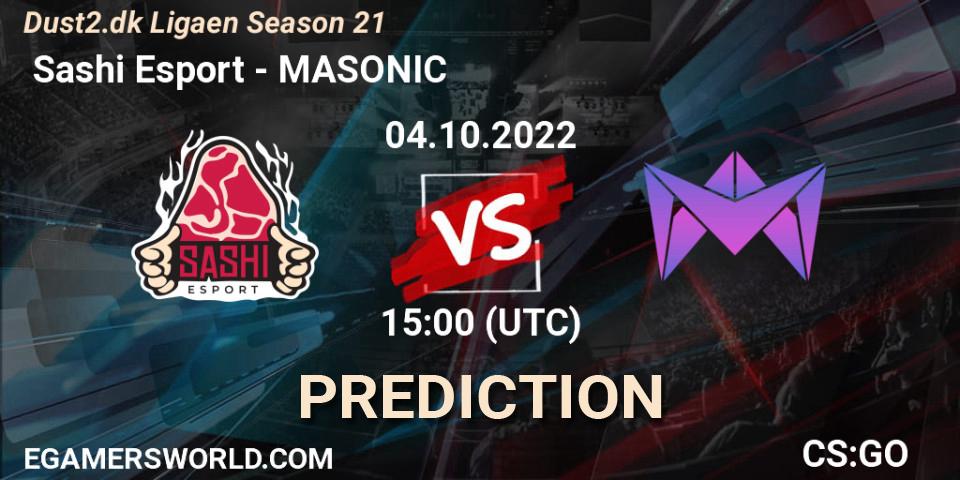  Sashi Esport vs MASONIC: Match Prediction. 04.10.2022 at 16:00, Counter-Strike (CS2), Dust2.dk Ligaen Season 21