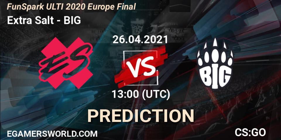 Extra Salt vs BIG: Match Prediction. 26.04.2021 at 13:00, Counter-Strike (CS2), Funspark ULTI 2020 Finals