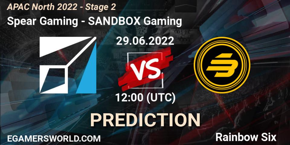 Spear Gaming vs SANDBOX Gaming: Match Prediction. 29.06.2022 at 12:00, Rainbow Six, APAC North 2022 - Stage 2