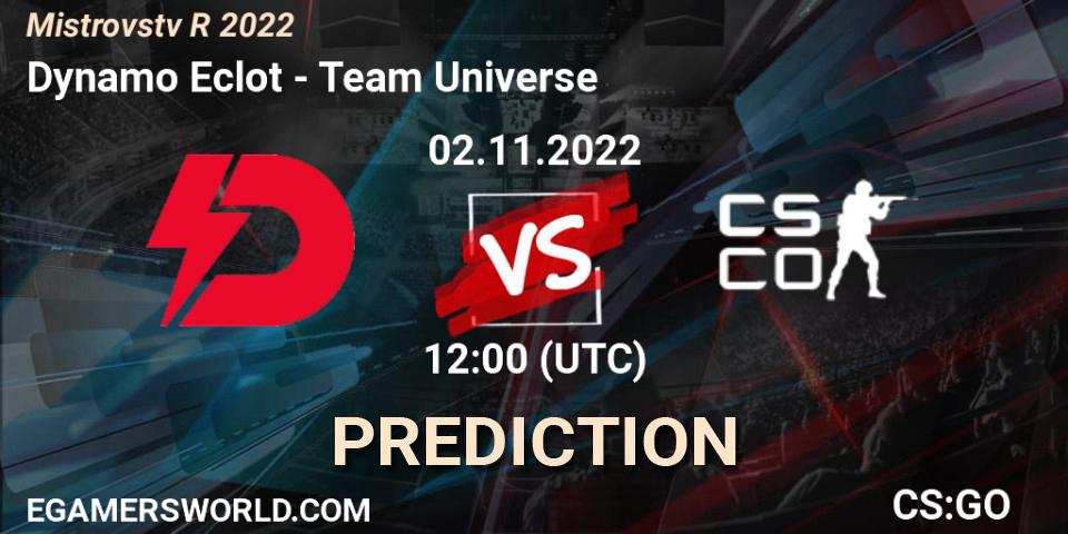 Dynamo Eclot vs Team Universe: Match Prediction. 02.11.2022 at 12:00, Counter-Strike (CS2), Mistrovství ČR 2022
