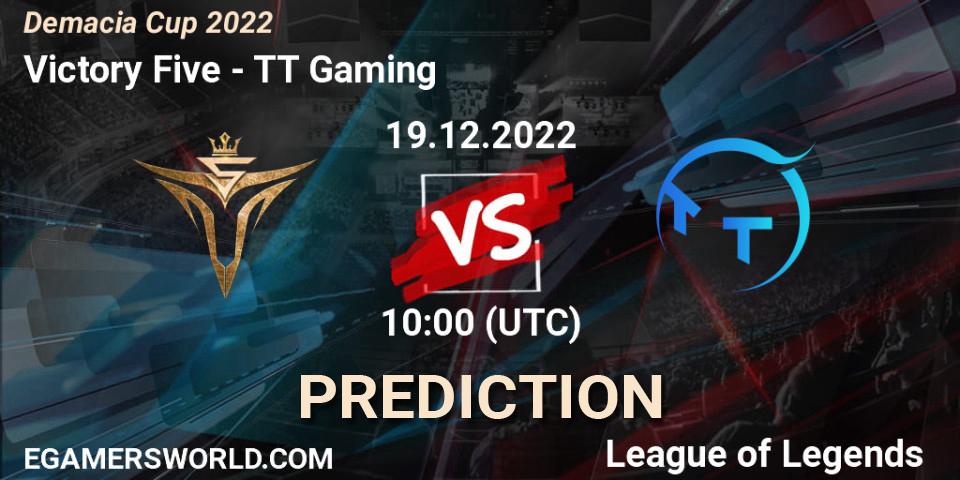 Victory Five vs TT Gaming: Match Prediction. 19.12.2022 at 09:30, LoL, Demacia Cup 2022
