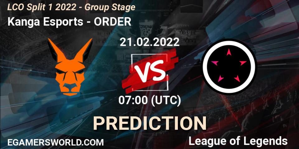 Kanga Esports vs ORDER: Match Prediction. 21.02.2022 at 07:00, LoL, LCO Split 1 2022 - Group Stage 