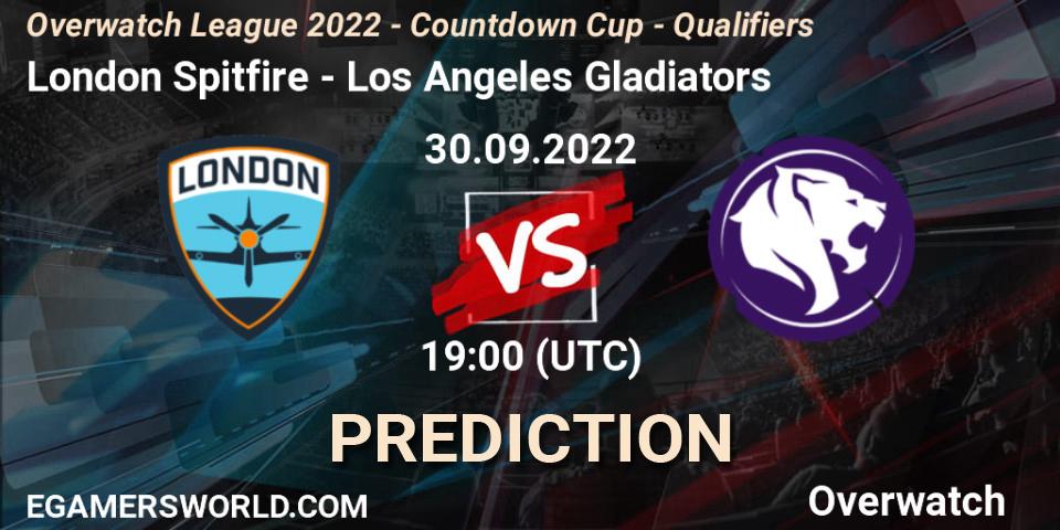 London Spitfire vs Los Angeles Gladiators: Match Prediction. 30.09.2022 at 19:00, Overwatch, Overwatch League 2022 - Countdown Cup - Qualifiers