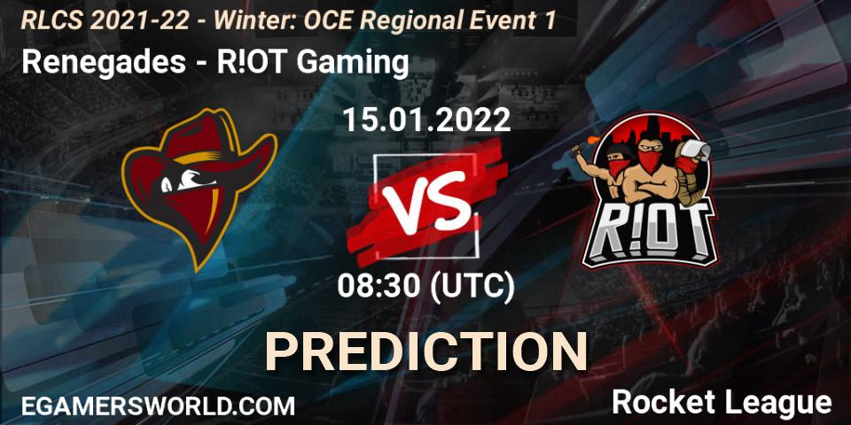 Renegades vs R!OT Gaming: Match Prediction. 15.01.22, Rocket League, RLCS 2021-22 - Winter: OCE Regional Event 1