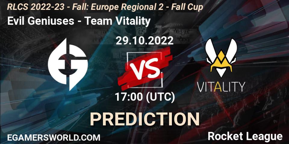 Evil Geniuses vs Team Vitality: Match Prediction. 29.10.22, Rocket League, RLCS 2022-23 - Fall: Europe Regional 2 - Fall Cup