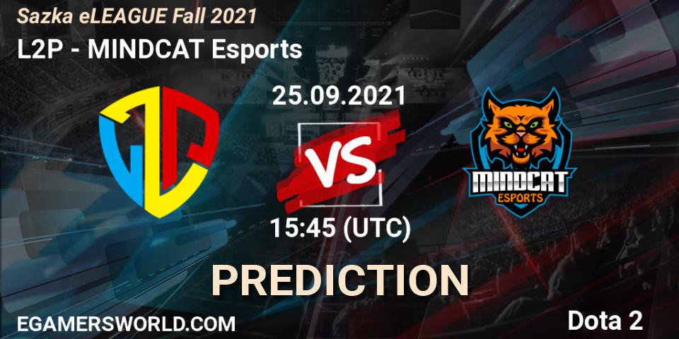 L2P vs MINDCAT Esports: Match Prediction. 02.10.2021 at 10:45, Dota 2, Sazka eLEAGUE Fall 2021