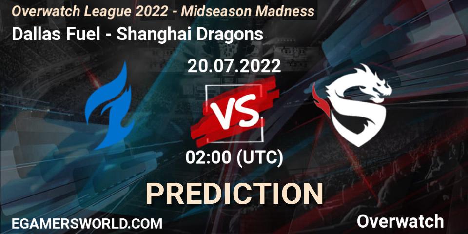 Dallas Fuel vs Shanghai Dragons: Match Prediction. 20.07.2022 at 02:00, Overwatch, Overwatch League 2022 - Midseason Madness