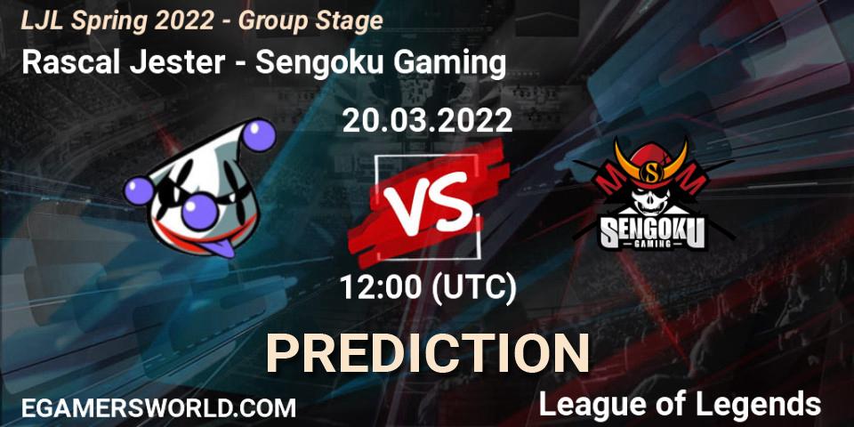 Rascal Jester vs Sengoku Gaming: Match Prediction. 20.03.2022 at 12:00, LoL, LJL Spring 2022 - Group Stage