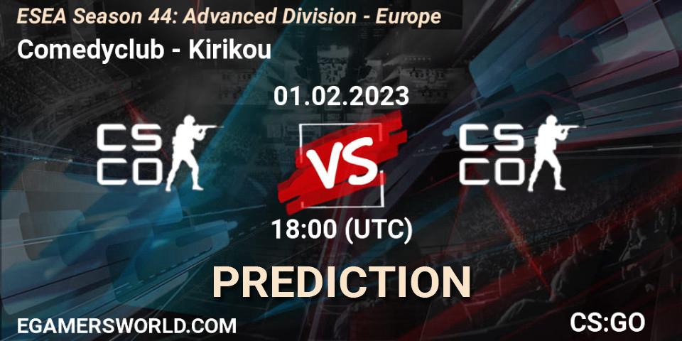 Comedyclub vs Kirikou: Match Prediction. 01.02.23, CS2 (CS:GO), ESEA Season 44: Advanced Division - Europe