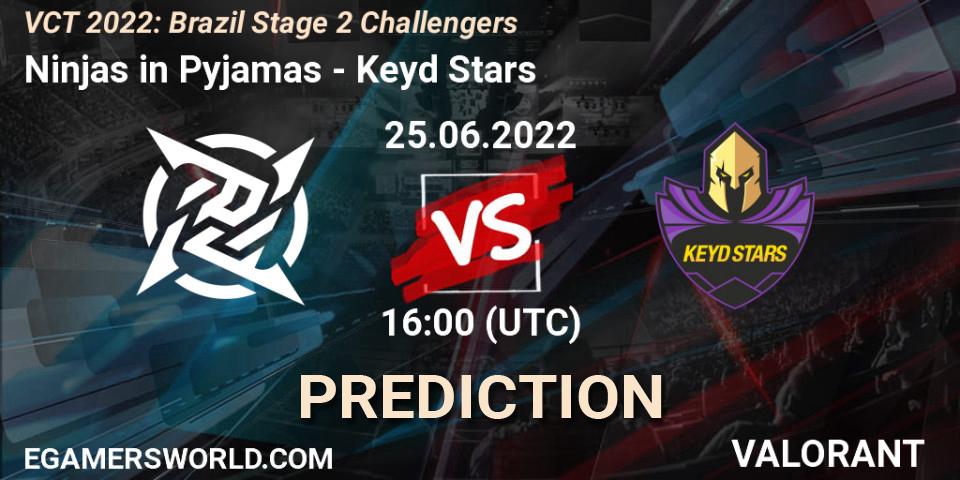 Ninjas in Pyjamas vs Keyd Stars: Match Prediction. 25.06.2022 at 16:15, VALORANT, VCT 2022: Brazil Stage 2 Challengers