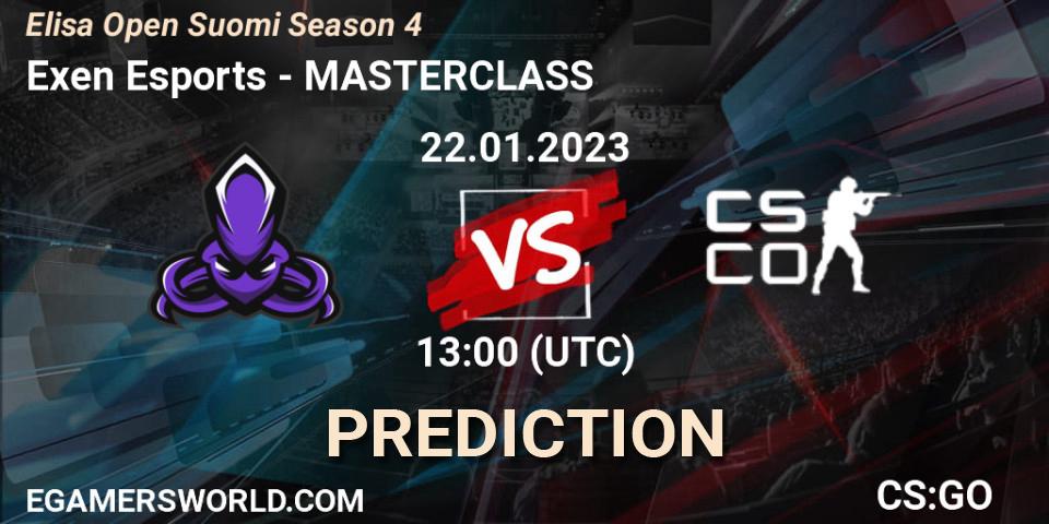 Exen Esports vs MASTERCLASS: Match Prediction. 22.01.2023 at 13:00, Counter-Strike (CS2), Elisa Open Suomi Season 4