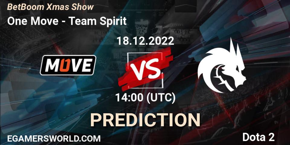 One Move vs Team Spirit: Match Prediction. 18.12.2022 at 14:01, Dota 2, BetBoom Xmas Show