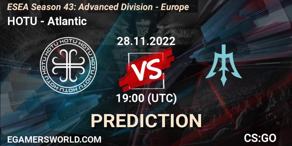 HOTU vs Atlantic: Match Prediction. 28.11.22, CS2 (CS:GO), ESEA Season 43: Advanced Division - Europe