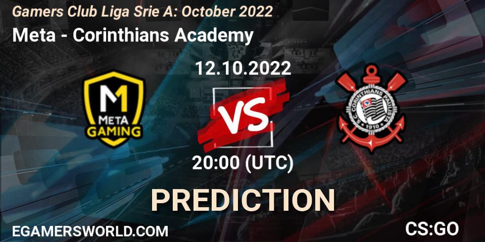 Meta Gaming Brasil vs Corinthians Academy: Match Prediction. 12.10.2022 at 20:00, Counter-Strike (CS2), Gamers Club Liga Série A: October 2022